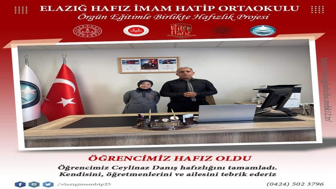 ÖĞRENCİMİZ HAFIZLIĞINI TAMAMLADI