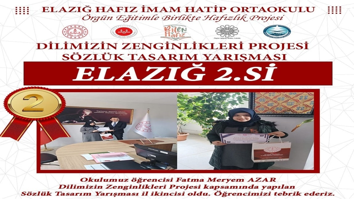 DİLİMİZİN ZENGİNLİKLERİ SÖZLÜK TASARIM YARIŞMASI İL İKİNCİSİ